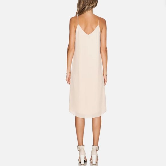 Blaque Label	| Revolve V-Neck Midi Slip Dress in Nude Cream | Size Medium - Picture 2 of 12